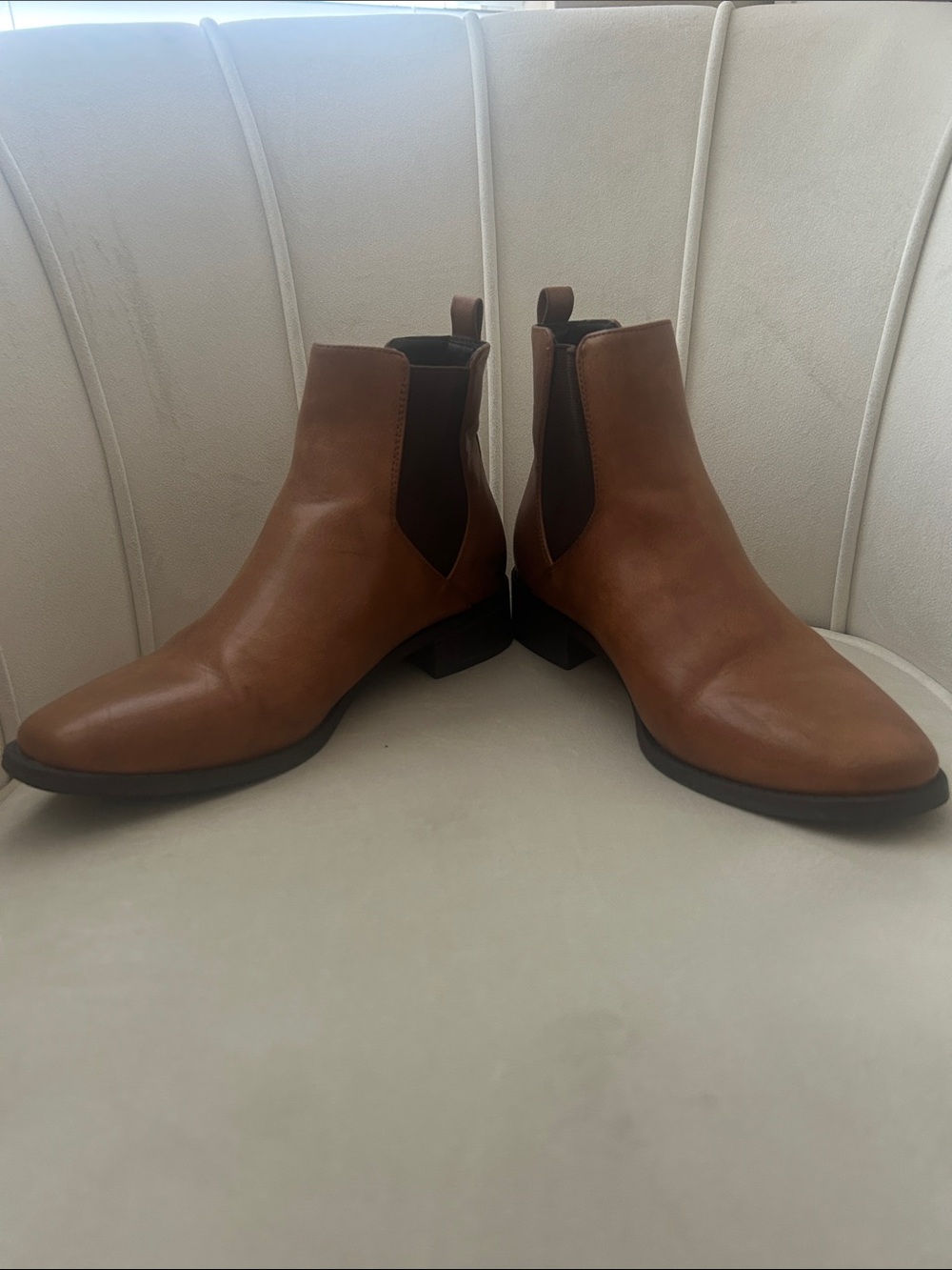 LOFT Tan Leather Chelsea Booties